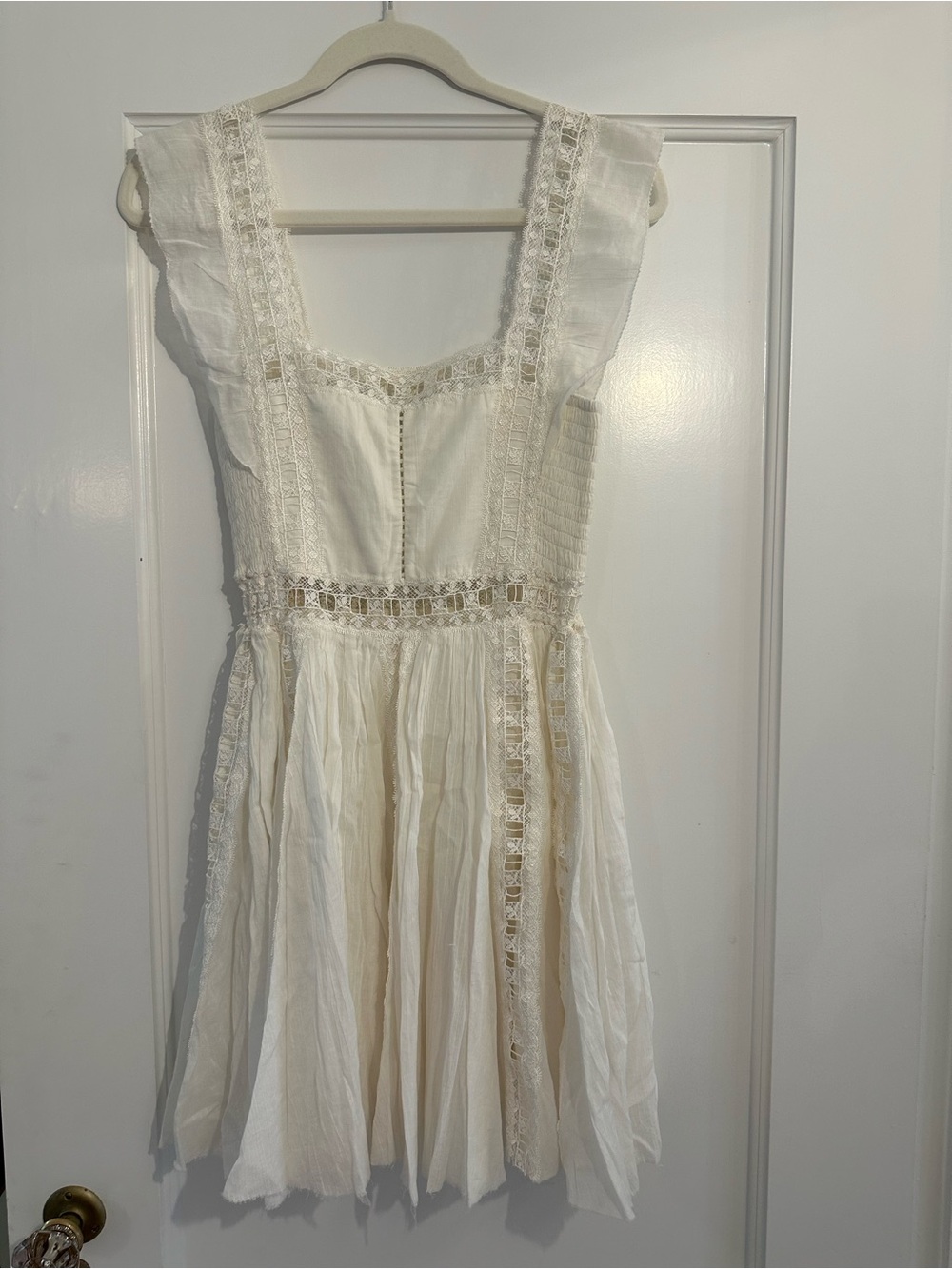 Free People FP One Ivory Lace-Trim Cotton Sundress XS